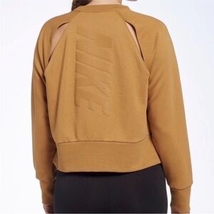 Nike Versa Slash Training Crew Pullover Sweatshirt Mustard Tan Brown Tawny Med